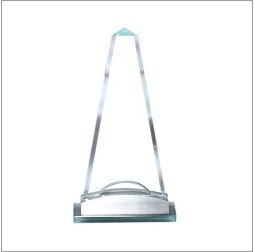Elegant Pinnacle Glass Award w/ Silver Base