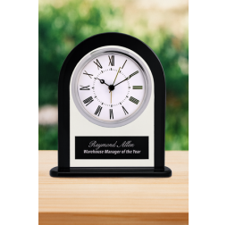 6 1/4" Black/Clear Glass Arch Clock 6 1/4" Black/Clear Glass Arch Clock