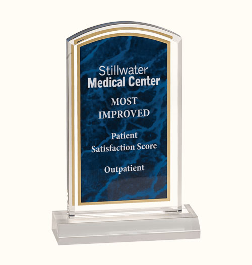4 x 7 Blue Marbleized Acrylic Award with 5