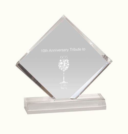 5 x 5 Clear Diamond Jewel Beveled Acrylic Award