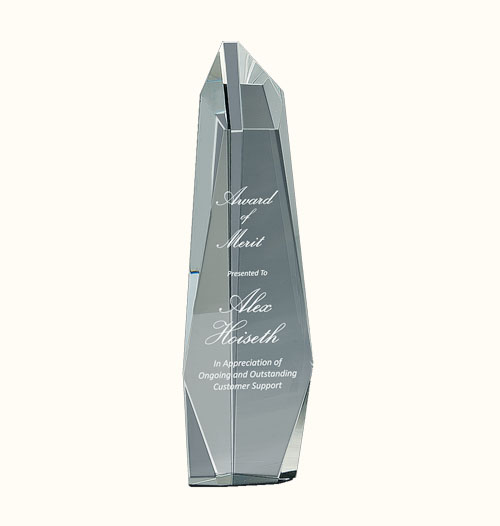 12 Clear Crystal Facet Slant-Top Tower