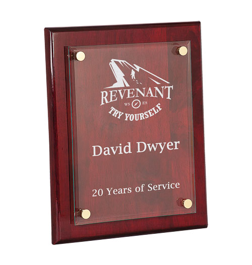 10 1/2 x 13 Rosewood Piano Finish Floating Glass Plaque