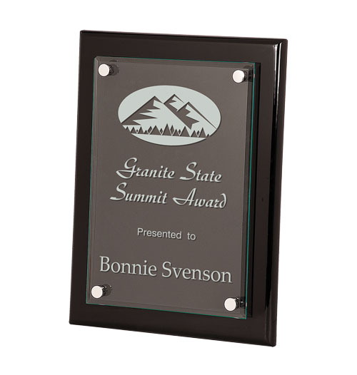 9 x 12 Black Piano Finish Floating Glass Plaque