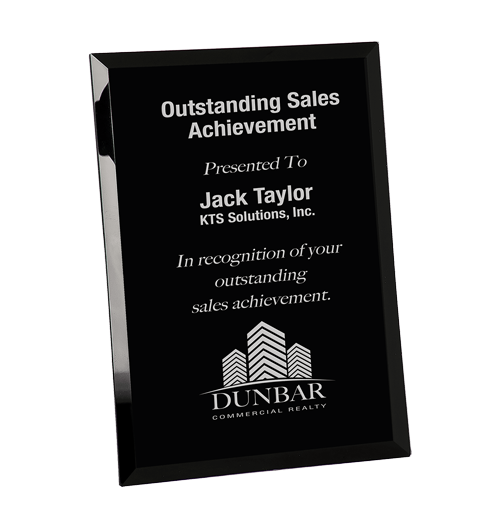 9 x 12 Black Glass Mirror Plaque