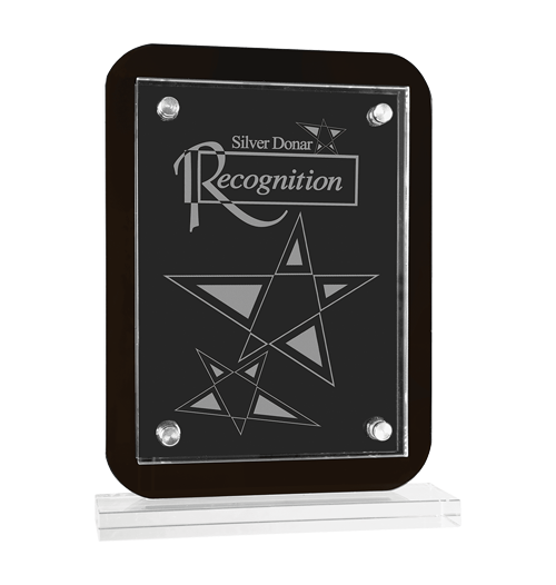 7 1/2 x 10 Black Floating Glass Standup Plaque