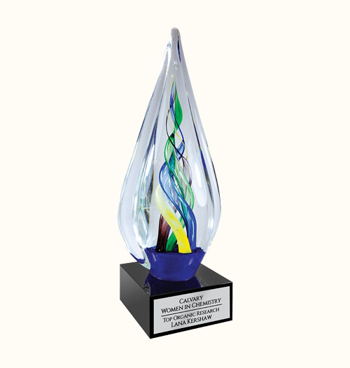 10 3/4 Infinity Twist Art Glass Award with Black Base