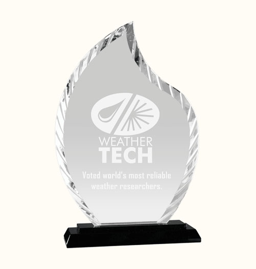 9 1/2 Flame Accent Glass Award on Black Base