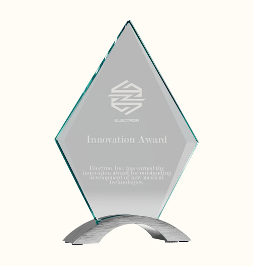 8 1/2 Diamond Cosmic Glass Award with Silver Base
