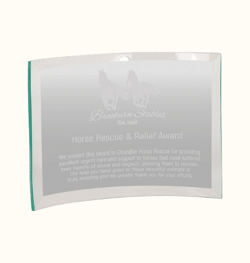 10 x 7 x 3/8 Jade Glass Award Crescent